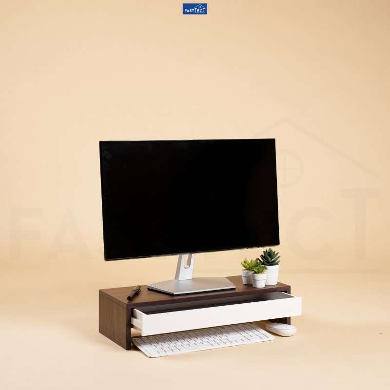 ชั้ันวางจอคอม 1 ลิ้นชัก FASTTECT สีโอ๊ค-ขาว-1