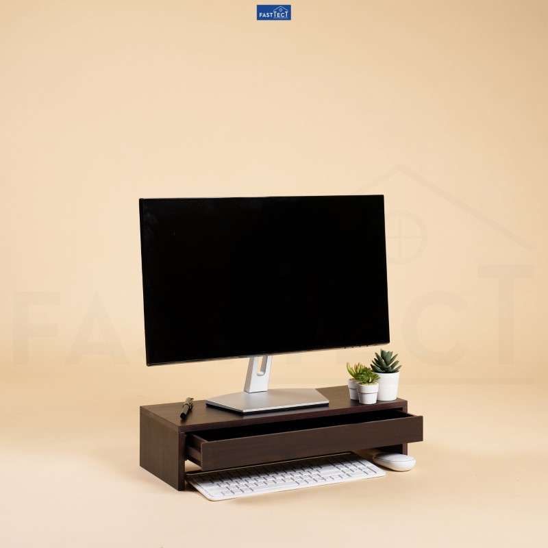 ชั้ันวางจอคอม 1 ลิ้นชัก FASTTECT สีเวงเก้-1