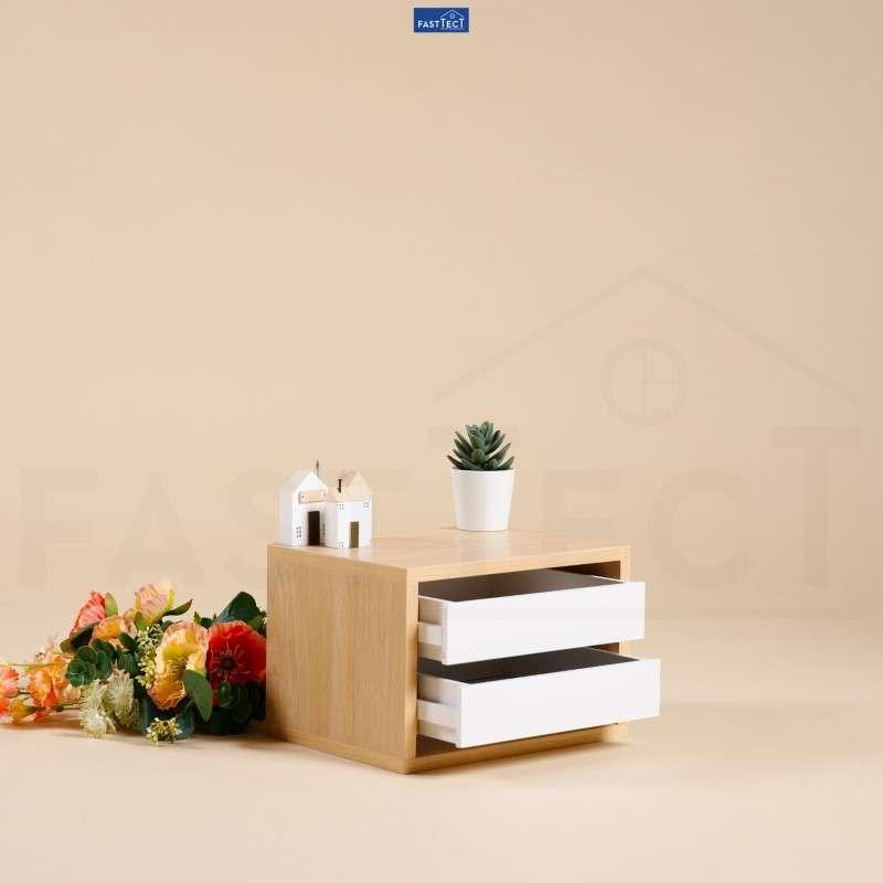 ตู้จัดระเบียบ 2 ลิ้นชัก FASTTECT สีเมเปิ้้ล-ขาว-1