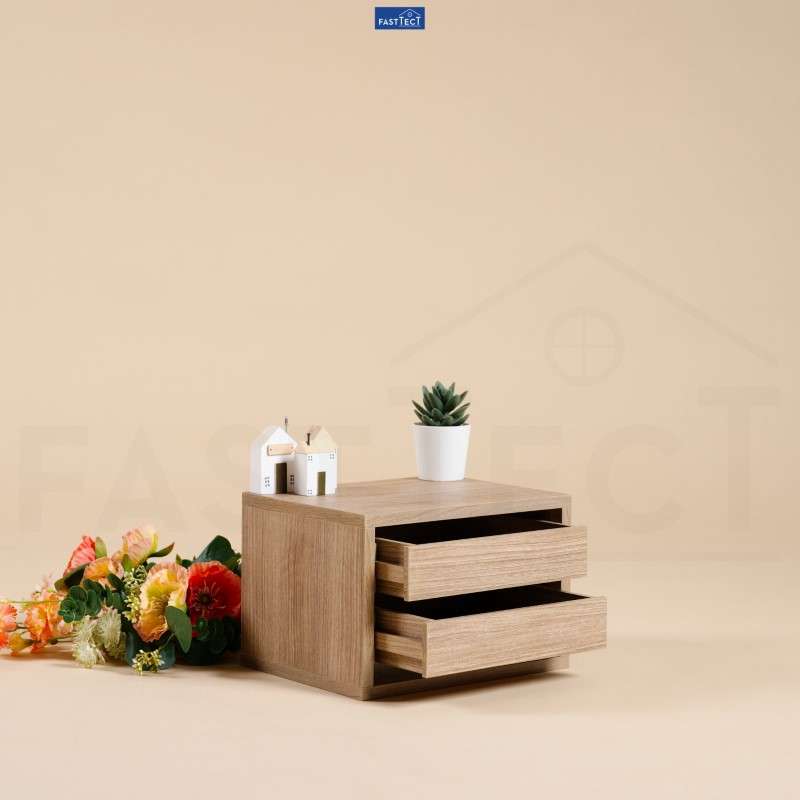 ตู้จัดระเบียบ 2 ลิ้นชัก FASTTECT สีไวท์โอ๊ค-1