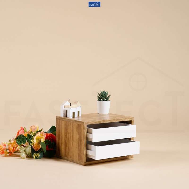 ตู้จัดระเบียบ 2 ลิ้นชัก FASTTECT สีลาเต้-ขาว-1