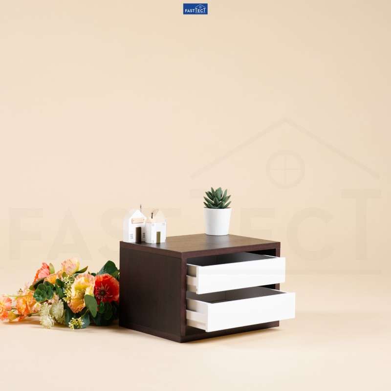 ตู้จัดระเบียบ 2 ลิ้นชัก FASTTECT สีเวงเก้-ขาว-1