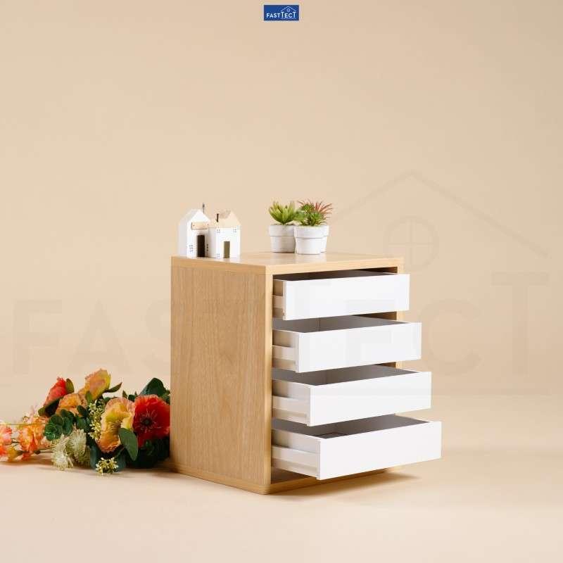 ตู้จัดระเบียบ 4 ลิ้นชัก FASTTECT สีเมเปิ้ล-ขาว-1