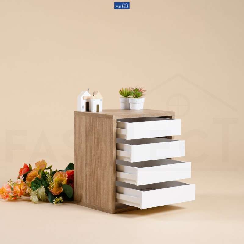 ตู้จัดระเบียบ 4 ลิ้นชัก FASTTECT สีไวท์โอ๊ค-ขาว-1