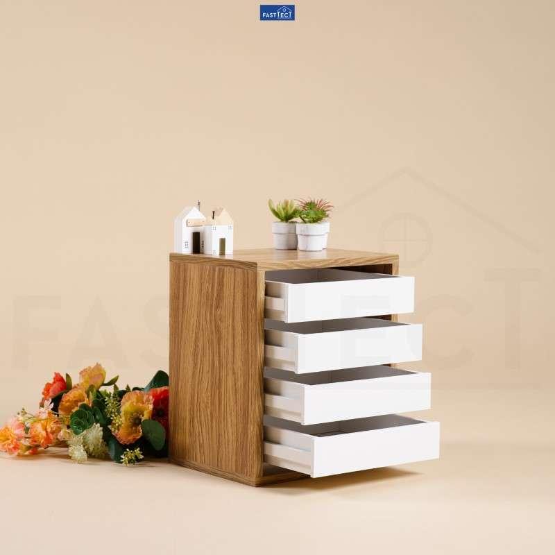 ตู้จัดระเบียบ 4 ลิ้นชัก FASTTECT สีลาเต้-ขาว-1