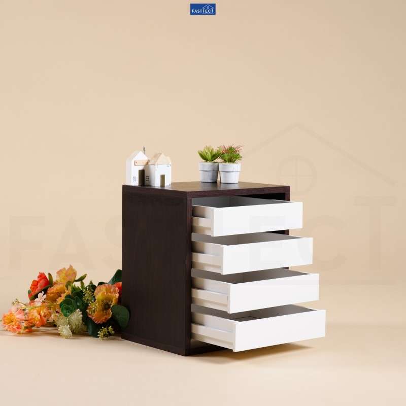 ตู้จัดระเบียบ 4 ลิ้นชัก FASTTECT สีเวงเก้-ขาว-1