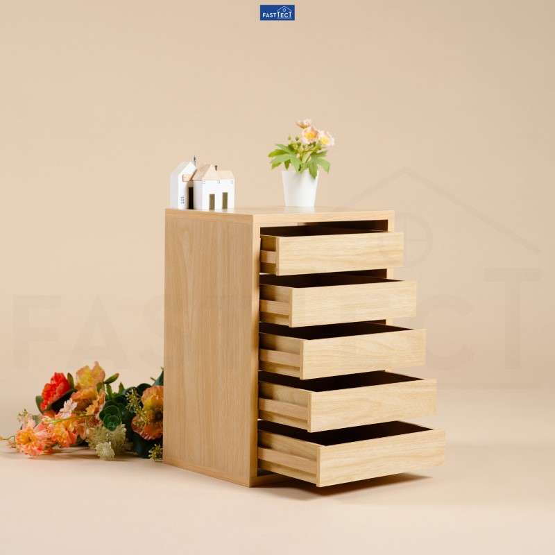 ตู้จัดระเบียบ 5 ลิ้นชัก FASTTECT สีเมเปิ้ล-1