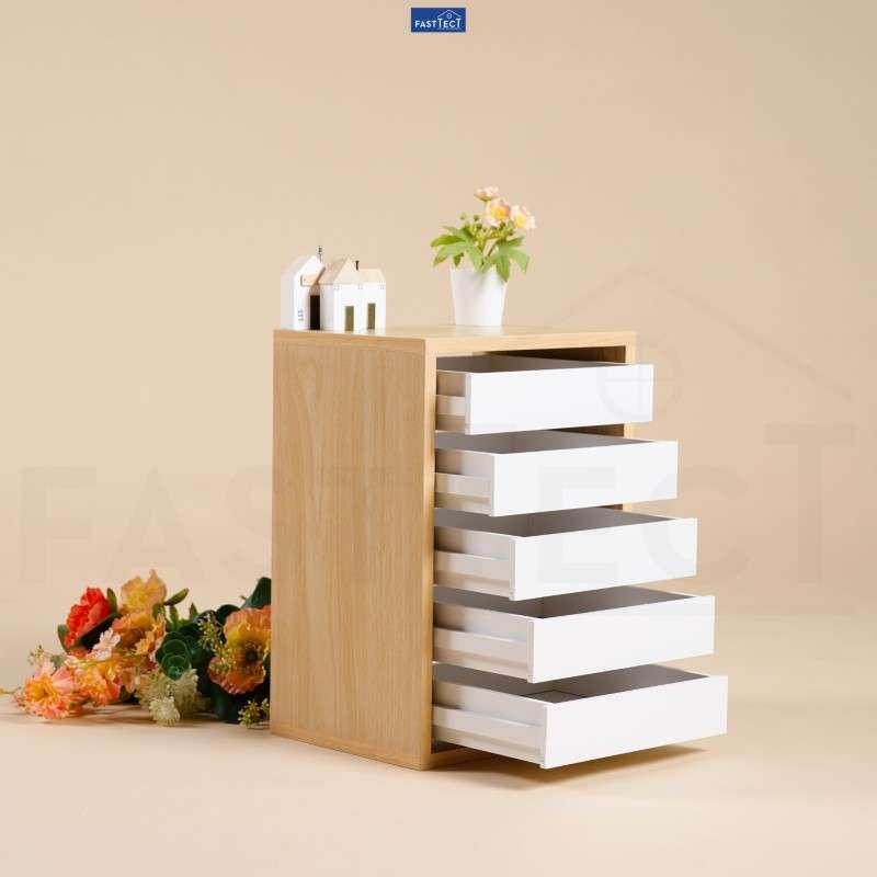 ตู้จัดระเบียบ 5 ลิ้นชัก FASTTECT สีเมเปิ้ล-ขาว-1