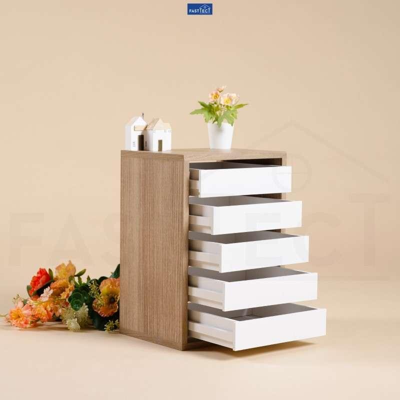 ตู้จัดระเบียบ 5 ลิ้นชัก FASTTECT สีไวท์โอ๊ค-ขาว-1