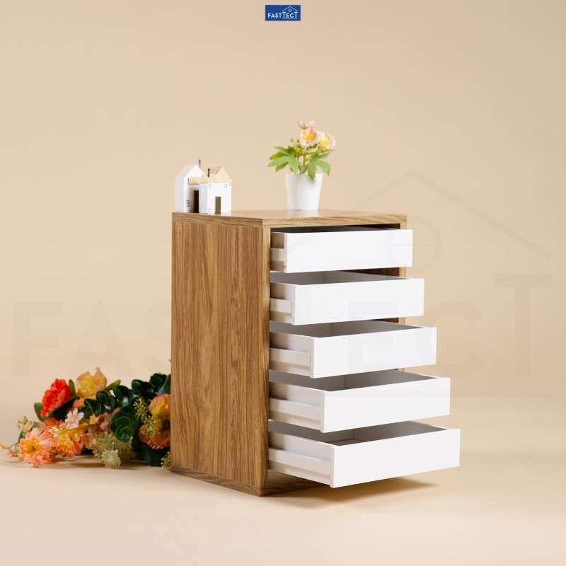 ตู้จัดระเบียบ 5 ลิ้นชัก FASTTECT สีลาเต้-ขาว-1