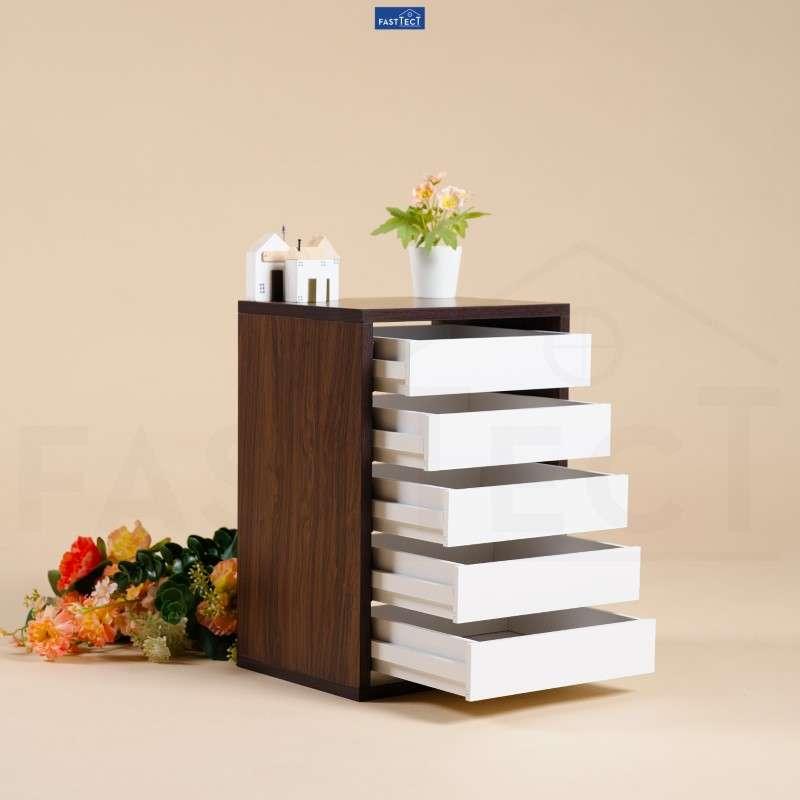 ตู้จัดระเบียบ 5 ลิ้นชัก FASTTECT สีโอ๊ค-ขาว-1