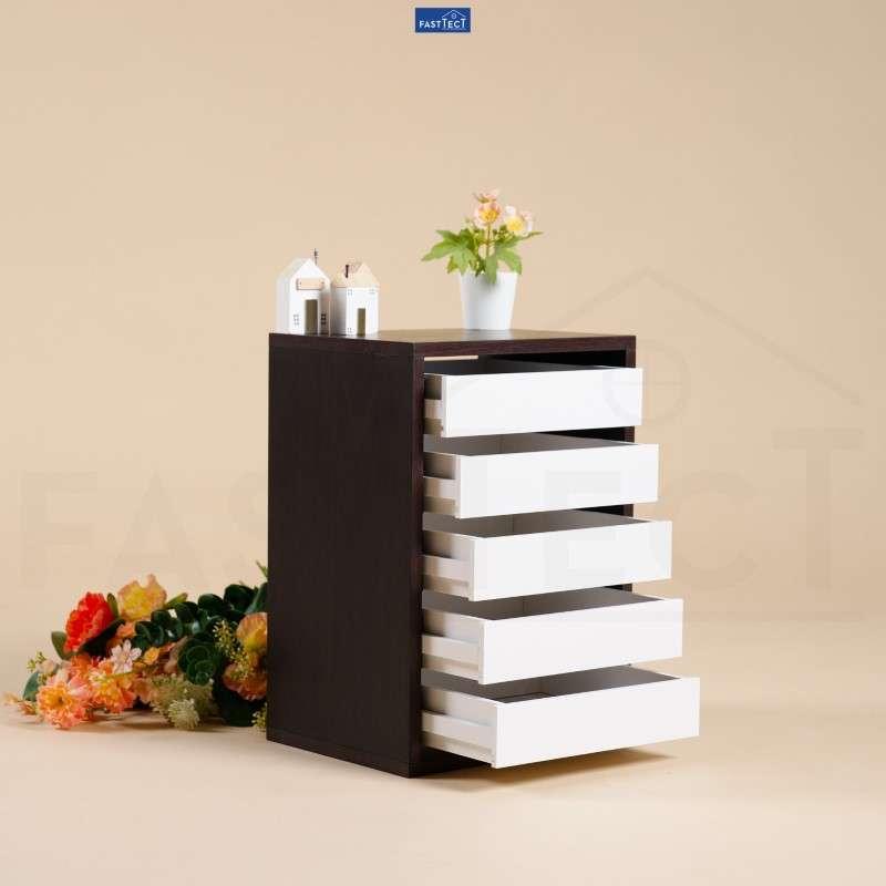 ตู้จัดระเบียบ 5 ลิ้นชัก FASTTECT สีเวงเก้-ขาว-1