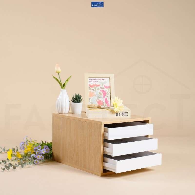 ตู้จัดระเบียบ FASTTECT ไซส์ XL 3 ลิ้นชัก สีเมเปิ้ล-ขาว-1