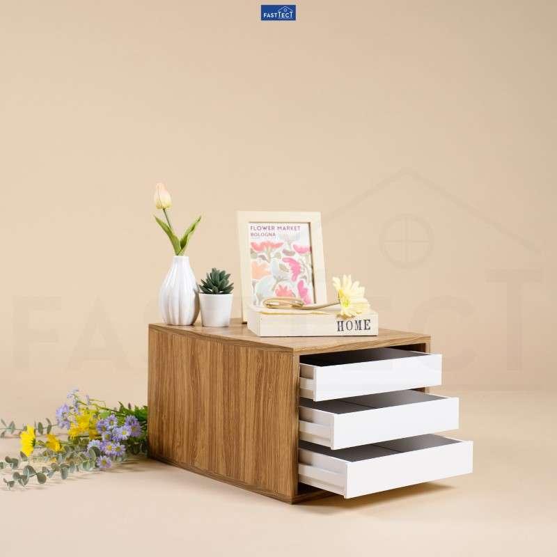 ตู้จัดระเบียบ FASTTECT ไซส์ XL 3 ลิ้นชัก สีลาเต้-ขาว-1