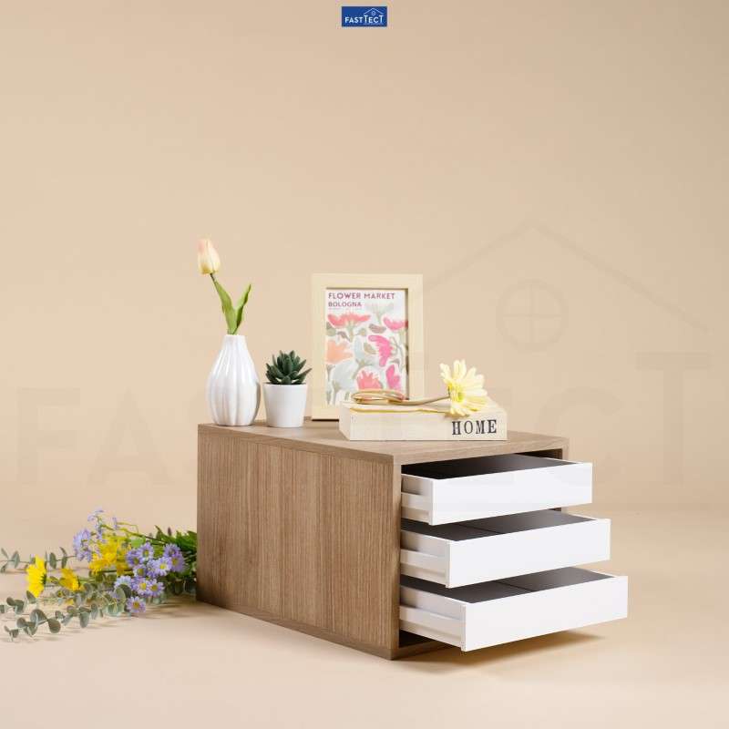 ตู้จัดระเบียบ FASTTECT ไซส์ XL 3 ลิ้นชัก สีไวท์โอ๊ค-ขาว-1