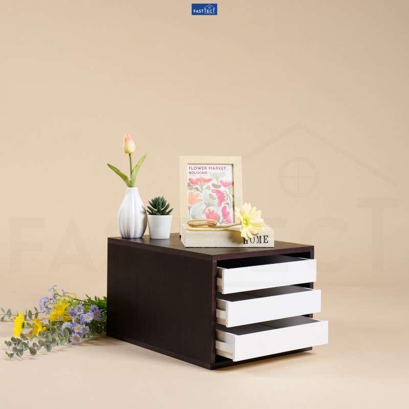 ตู้จัดระเบียบ FASTTECT ไซส์ XL 3 ลิ้นชัก สีเวงเก้-ขาว-1