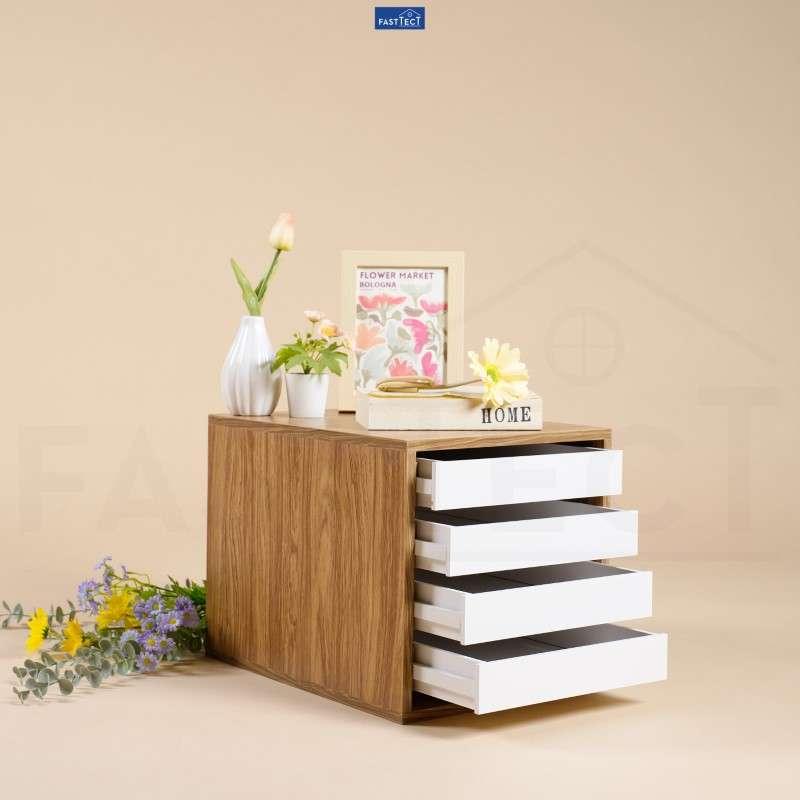ตู้จัดระเบียบ FASTTECT ไซส์ XL 4 ลิ้นชัก สีลาเต้-ขาว-1