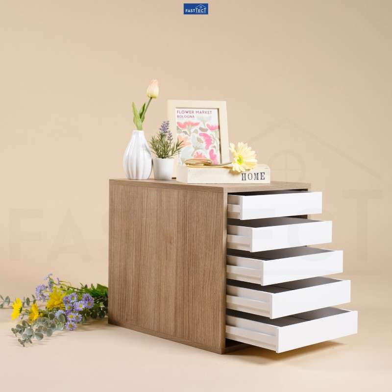 ตู้จัดระเบียบ FASTTECT ไซส์ XL 5 ลิ้นชัก สีไวท์โอ๊ค-ขาว-1