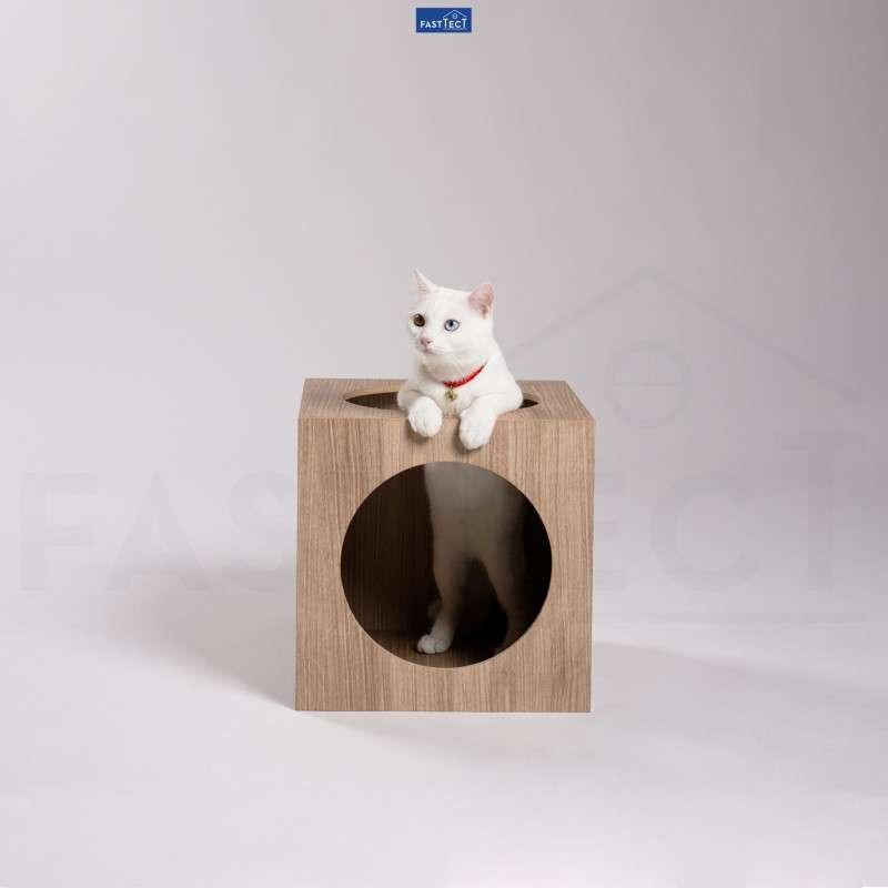 บ้านแมวมินิมอล FASTTECT สีไวท์โอ๊ค-1