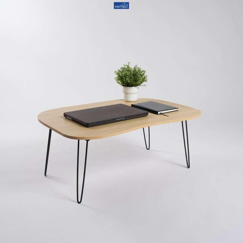 โต๊ะญี่ปุ่นพรีเมี่ยม ทรงถั่ว FASTTECT รุ่นขาเหล็กล็อค สีเมเปิ้ล-1