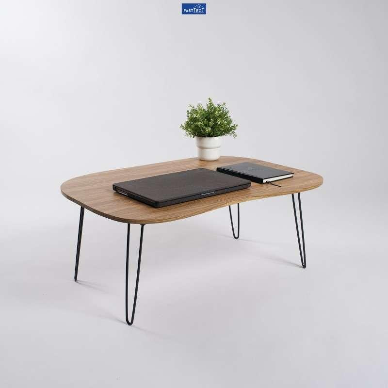 โต๊ะญี่ปุ่นพรีเมี่ยม ทรงถั่ว FASTTECT รุ่นขาเหล็กล็อค สีลาเต้-1