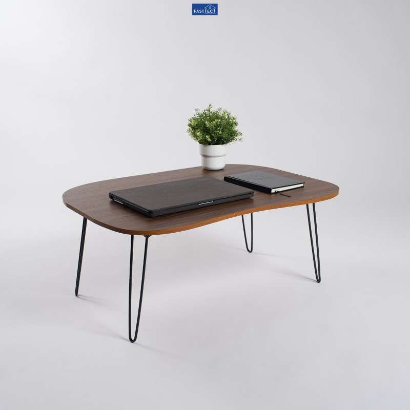 โต๊ะญี่ปุ่นพรีเมี่ยม ทรงถั่ว FASTTECT รุ่นขาเหล็กล็อค สีโอ๊ค-1