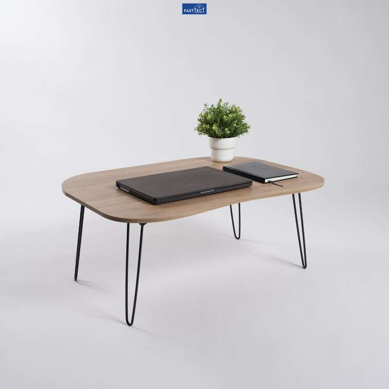 โต๊ะญี่ปุ่นพรีเมี่ยม ทรงถั่ว FASTTECT รุ่นขาเหล็กล็อค สีไวท์โอ๊ค-1