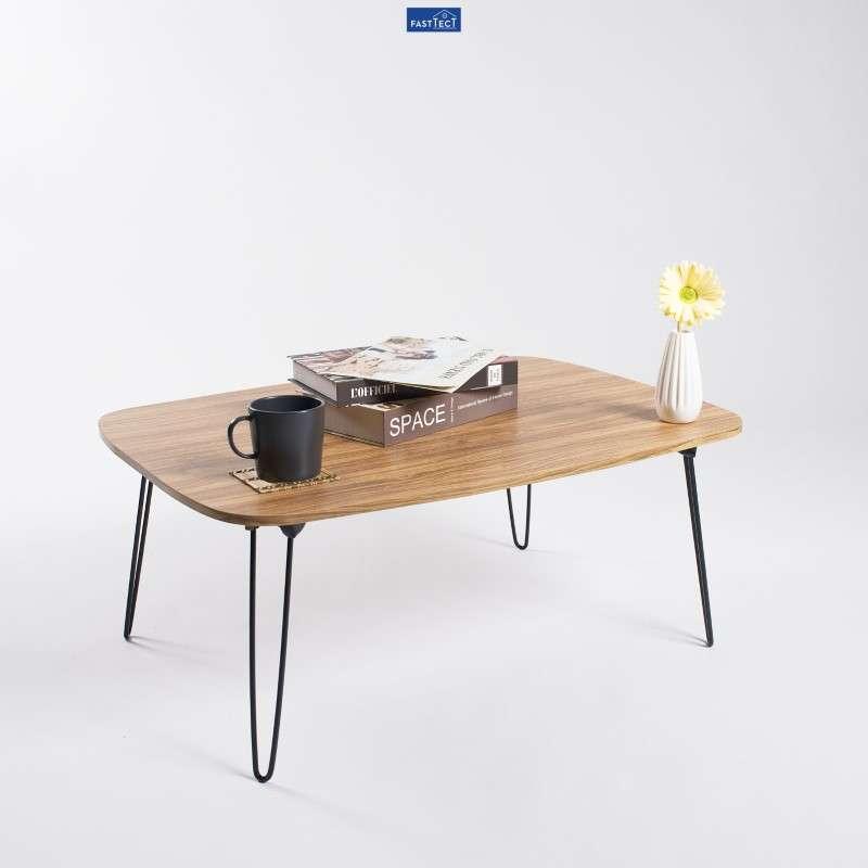 โต๊ะญี่ปุ่นพรีเมี่ยม ทรงมน FASTTECT รุ่นขาเหล็กล็อค สีลาเต้-1