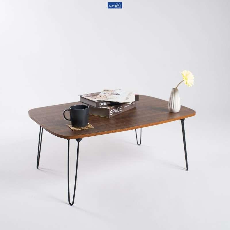 โต๊ะญี่ปุ่นพรีเมี่ยม ทรงมน FASTTECT รุ่นขาเหล็กล็อค สีโอ๊ค-1