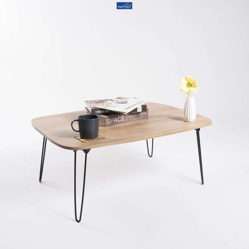 โต๊ะญี่ปุ่นพรีเมี่ยม ทรงมน FASTTECT รุ่นขาเหล็กล็อค สีไวท์โอ๊ค-1