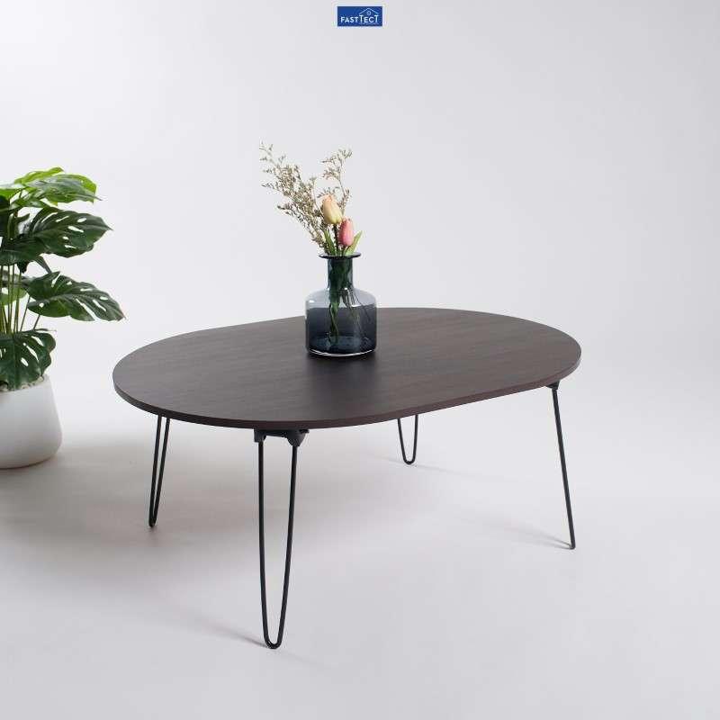 โต๊ะญี่ปุ่นพรีเมี่ยม ทรงวงรี FASTTECT รุ่นขาเหล็กล็อค สีเวงเก้-1