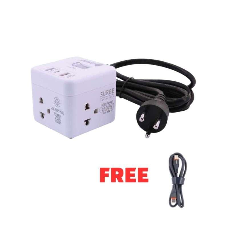 รางปลั๊ก TOSHINO 4 ช่อง PD20W+QC3.0+1USB 3.4A 1 สวิตช์ 2 ม. รุ่น CU20PD-2M (10A/2300W)
 -1