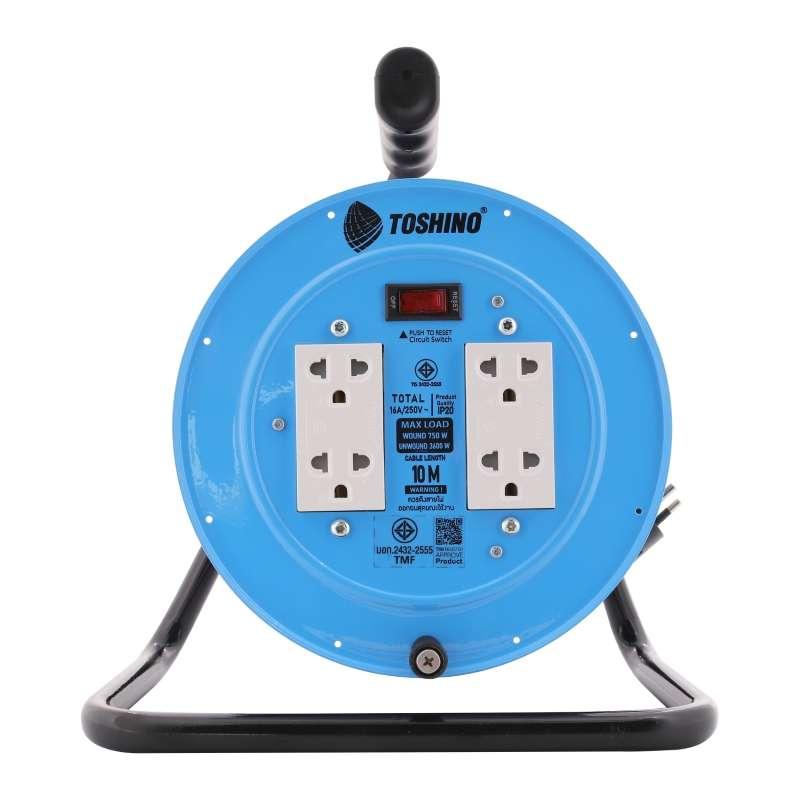 ล้อเก็บสายไฟ TOSHINO จานเหล็ก-กราวด์คู่ 10 ม. รุ่น MN2-315T-10M (16A/3600W)-1