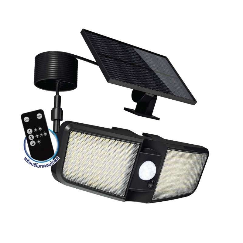 โคมไฟติดผนัง LED โซลาร์เซลล์ SPLIT-2-BK 25W/6500K แสงขาว-1