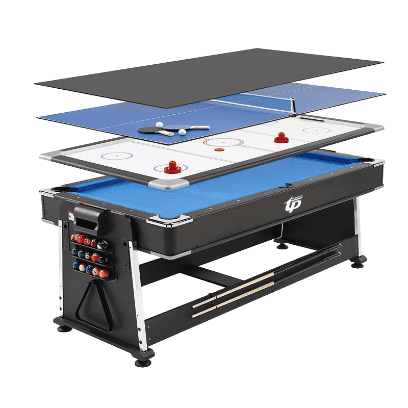 โต๊ะพูล Pool Billiard Table 4IN1 อุปกรณ์พร้อมเล่น ขนาด 7ฟุต สักหลาดน้ำเงิน-1