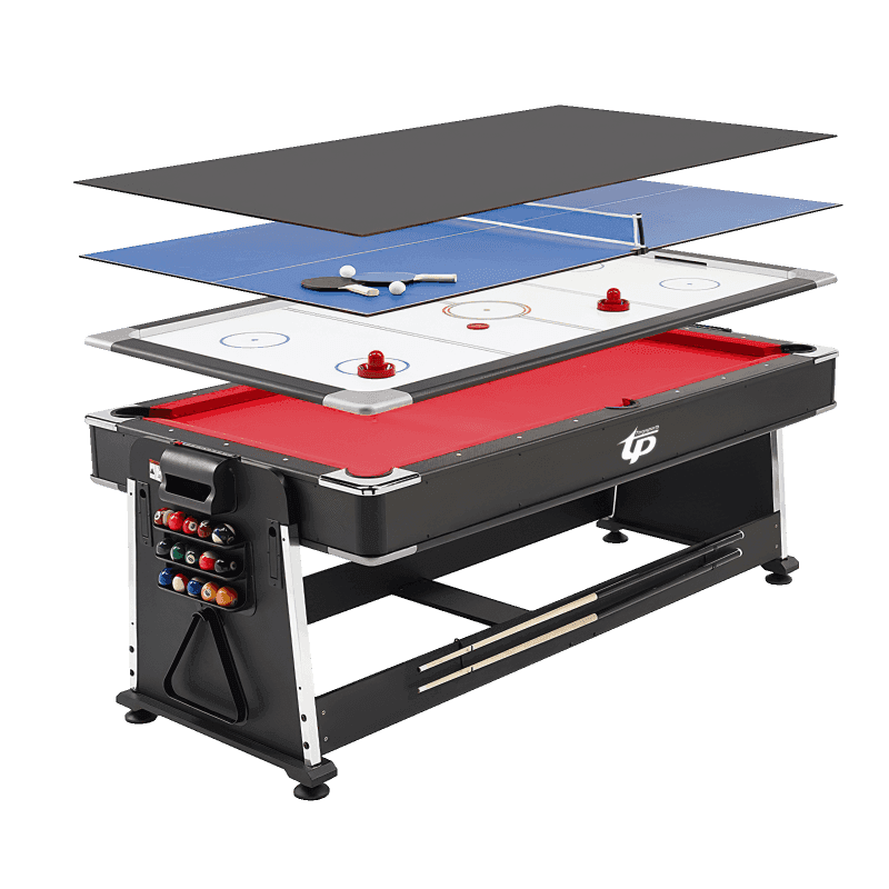 โต๊ะพูล Pool Billiard Table 4IN1 อุปกรณ์พร้อมเล่น ขนาด 7ฟุต สักหลาดแดง-1