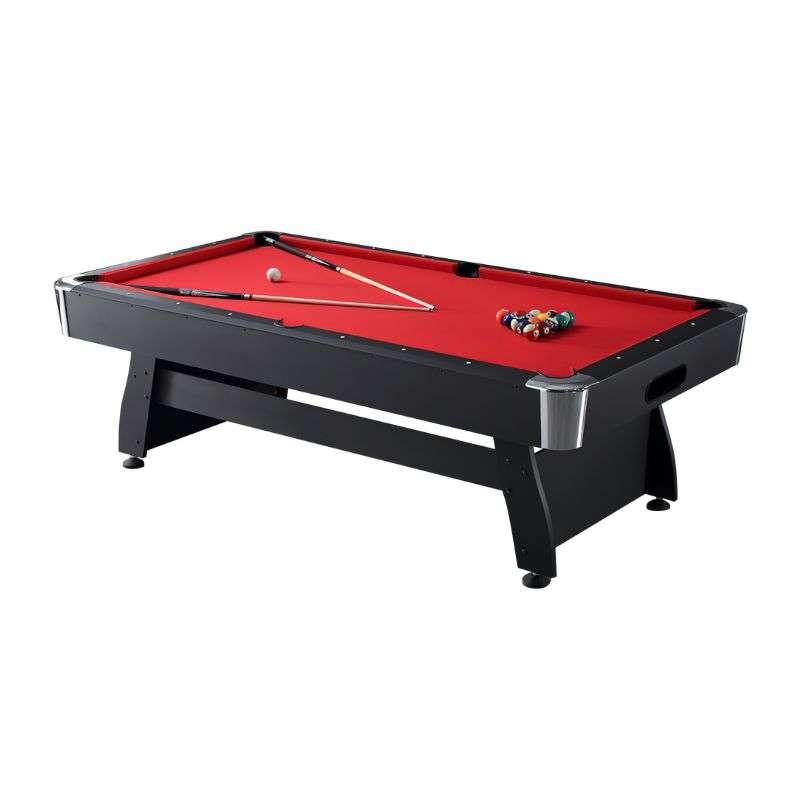 โต๊ะพูล Pool Billiard Table อุปกรณ์พร้อมเล่น รุ่น V1 ขนาด 7ฟุต โต๊ะสีดำ - สักหลาดสีแดง-1