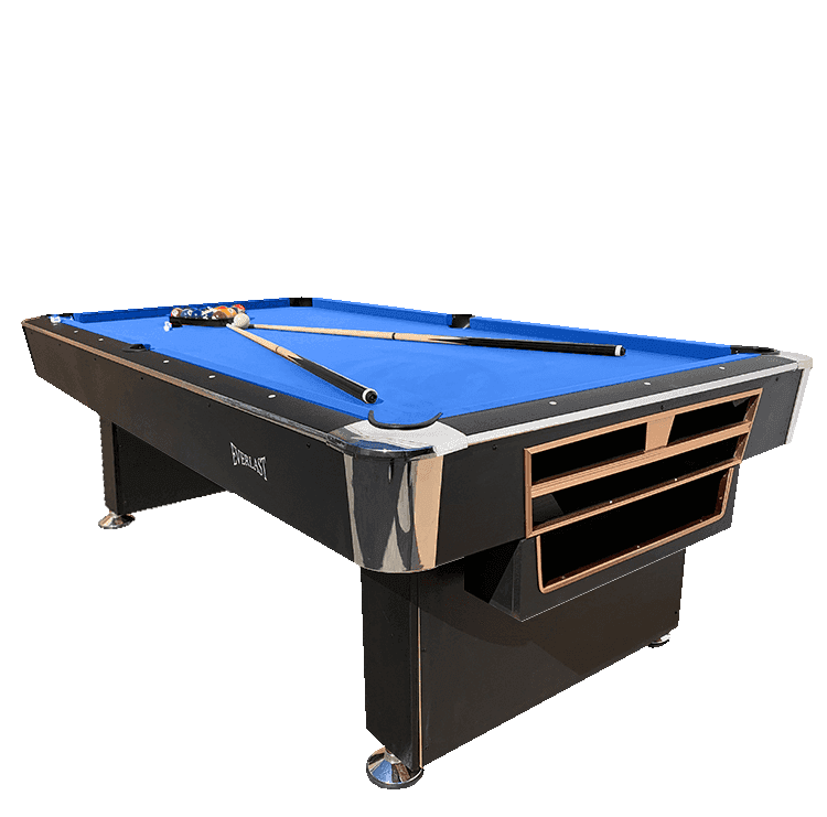 โต๊ะพูล Pool Billiard Table อุปกรณ์พร้อมเล่นรุ่น V.2 ขนาด 8 ฟุต โต๊ะสีดำ - สักหลาดน้ำเงิน-1