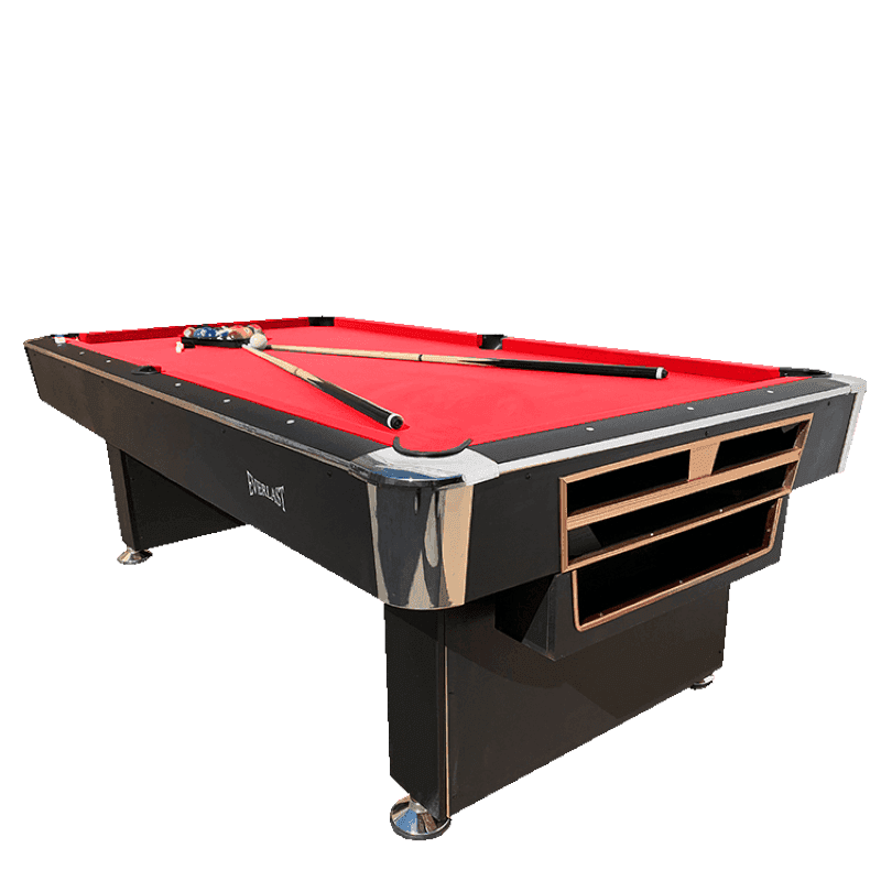 โต๊ะพูล Pool Billiard Table อุปกรณ์พร้อมเล่นรุ่น V.2 ขนาด 8 ฟุต โต๊ะสีดำ - สักหลาดแดง-1