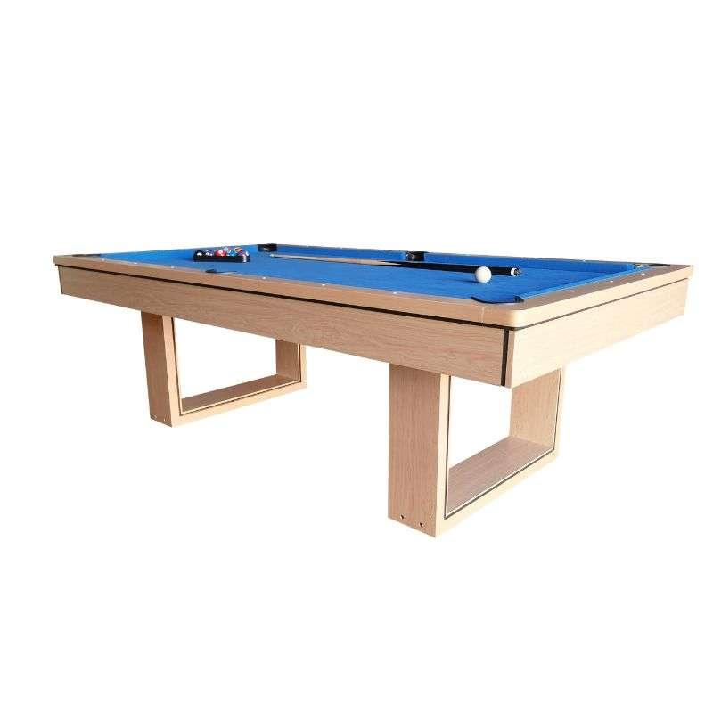 โต๊ะพูล Pool Billiard Table ลายไม้  รุ่น V.3  ขนาด 8 ฟุต สีอ่อน สักหลาดสีน้ำเงิน-1