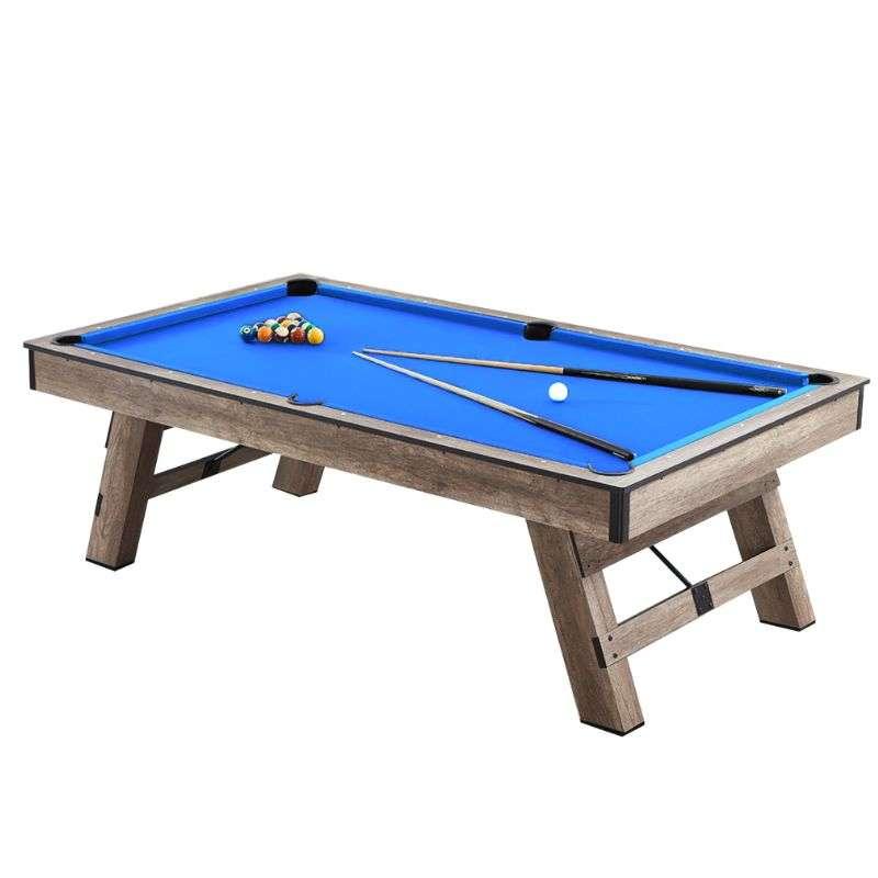 โต๊ะพูล Pool Billiard Table ลายไม้ สไตล์ลอฟ รุ่น V.4 ขนาด 7 ฟุตสักหลาดสีน้ำเงิน-1