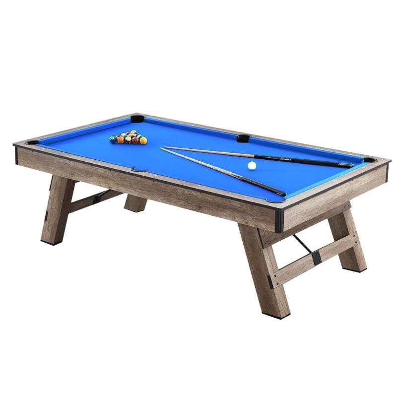โต๊ะพูล Pool Billiard Table ลายไม้ สไตล์ลอฟ รุ่น V.4 ขนาด 8 ฟุตสักหลาดสีน้ำเงิน -1