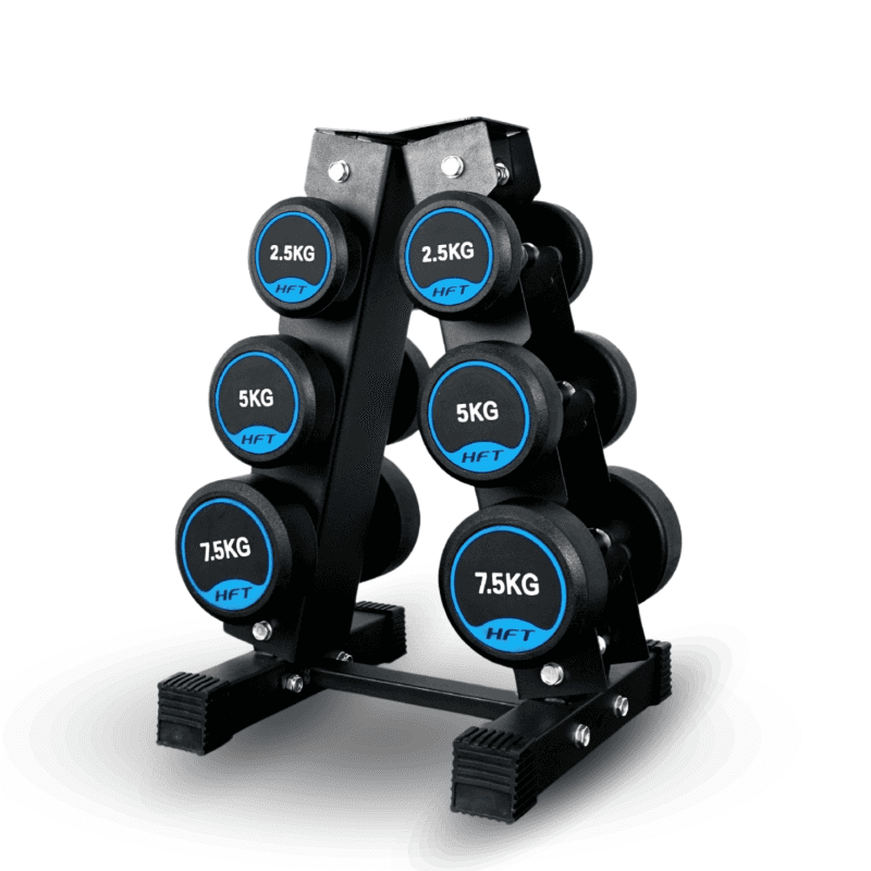 เซ็ตดัมเบล 3 คู่ HFT 2.5/5/7.5 kg แบบกลม พร้อมแร็ค R301 - Homefittools-1