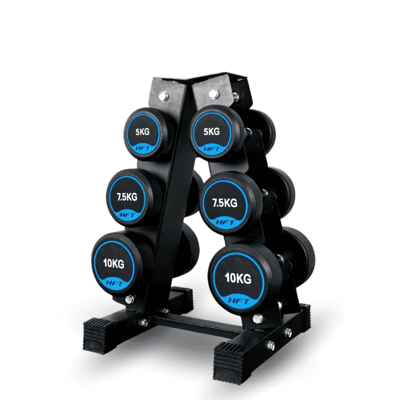 เซ็ตดัมเบล 3 คู่ HFT 5/7.5/10 kg แบบกลม พร้อมแร็ค R301 - Homefittools-1