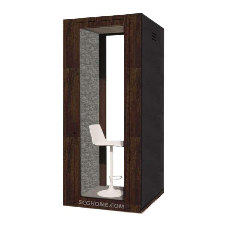 ห้องเก็บเสียงสำเร็จรูปพร้อมติดตั้ง SCG Acoustic Pod - Wood Series Size S วงกบ Walnut Wood สี Elemental Concrete-1