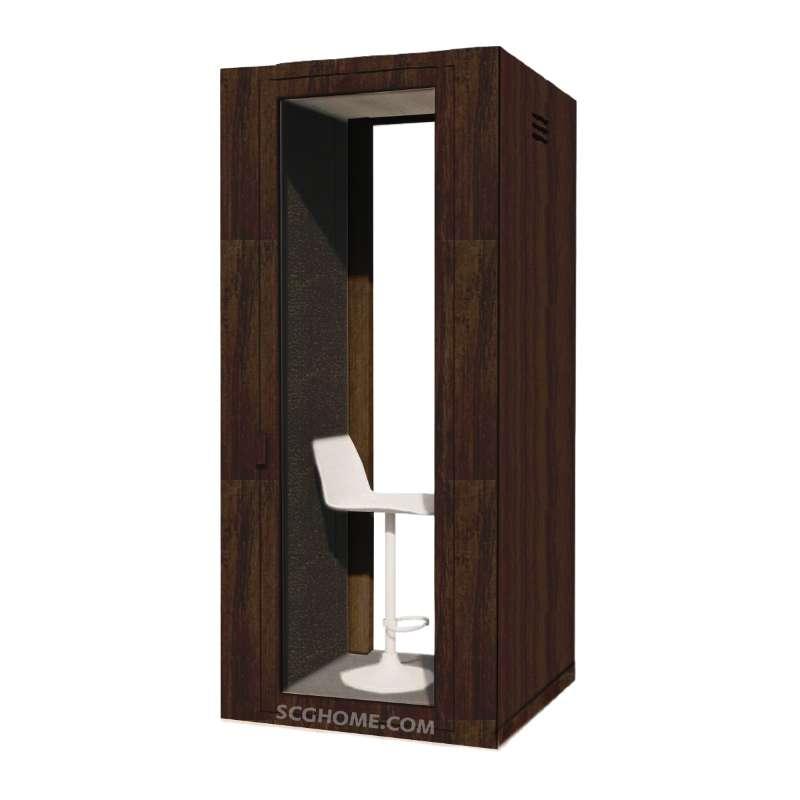ห้องเก็บเสียงสำเร็จรูปพร้อมติดตั้ง SCG Acoustic Pod - Wood Series Size S วงกบ Walnut Wood สี Smoky Brown-1