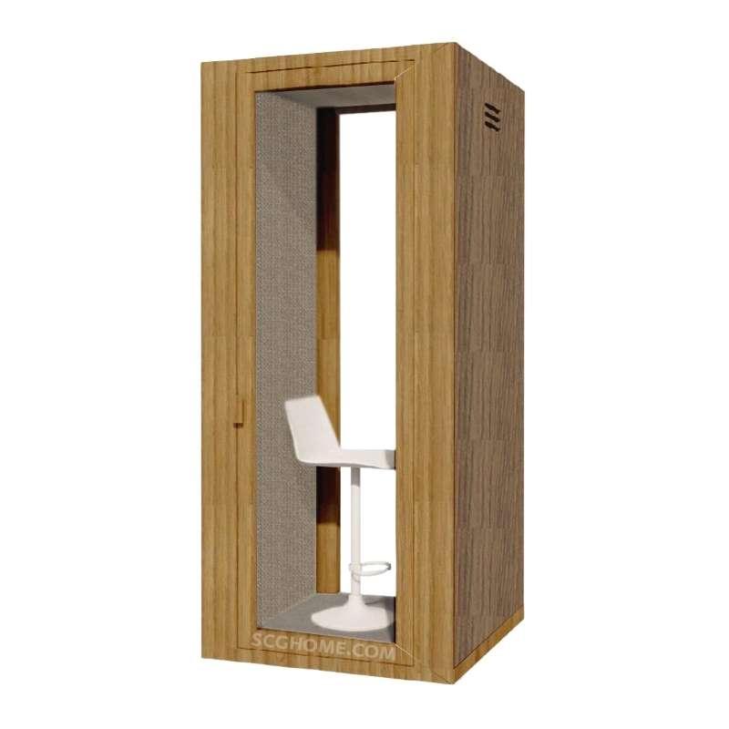 ห้องเก็บเสียงสำเร็จรูปพร้อมติดตั้ง SCG Acoustic Pod - Wood Series Size S วงกบ Maple Wood สี Bamboo Striped-1