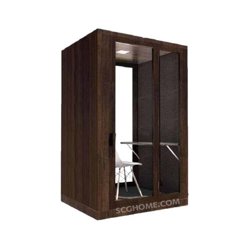 ห้องเก็บเสียงสำเร็จรูปพร้อมติดตั้ง SCG Acoustic Pod - Wood Series Size M วงกบ Walnut Wood สี Smoky Brown-1