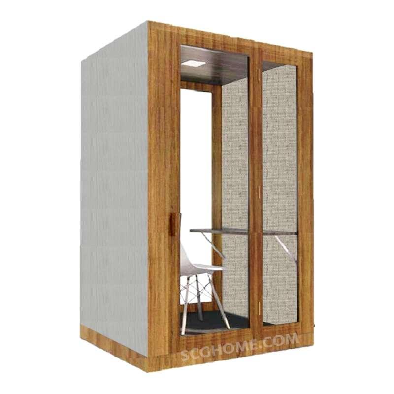 ห้องเก็บเสียงสำเร็จรูปพร้อมติดตั้ง SCG Acoustic Pod - Wood Series Size M วงกบ Maple Wood สี Neutral Weft -1