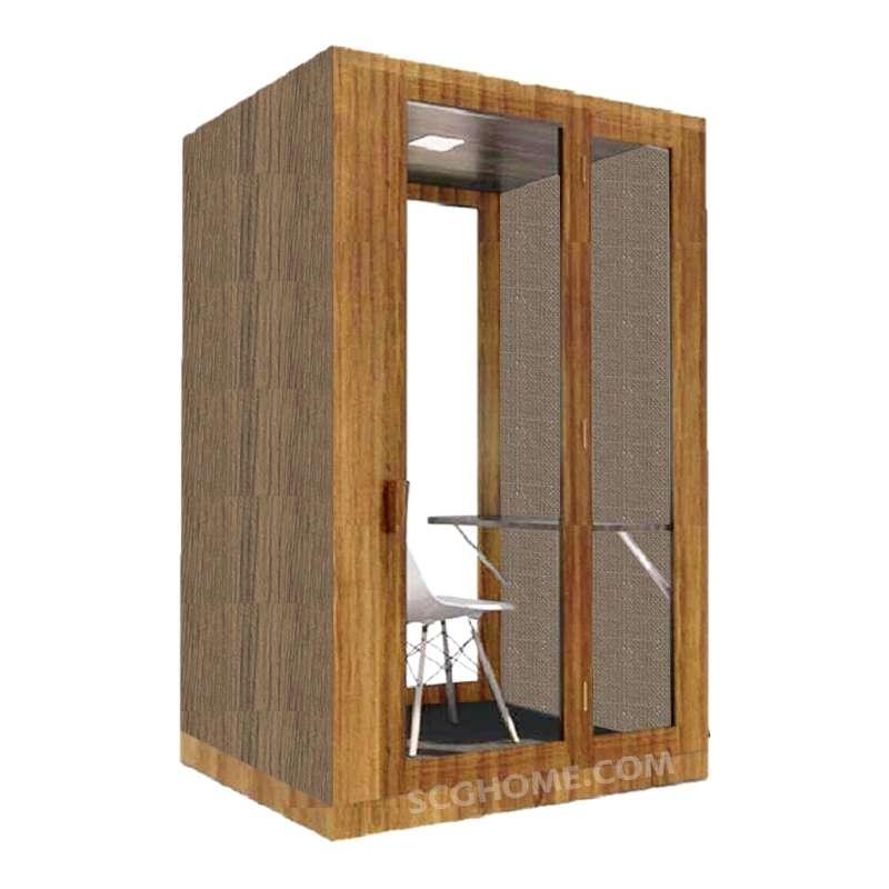 ห้องเก็บเสียงสำเร็จรูปพร้อมติดตั้ง SCG Acoustic Pod - Wood Series Size M วงกบ Maple Wood สี Bamboo Striped-1